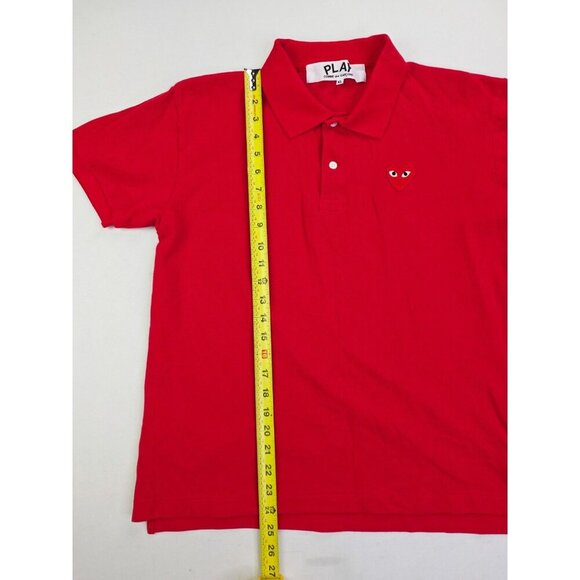 Play Comme Des Garcons Japanese XL (US Medium) Mens Red Embroidered Logo Polo - Picture 9 of 10